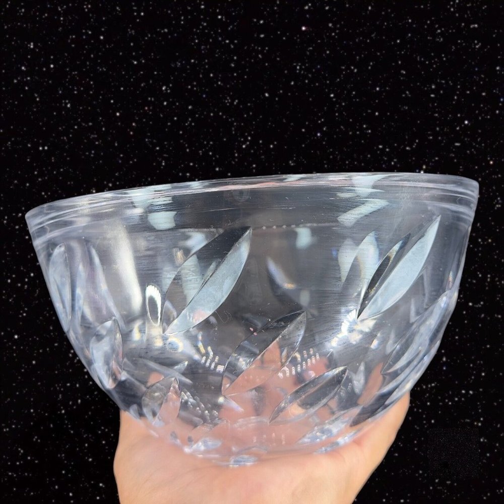 Vintage Sasaki Clear Crystal Glass Bowl Large Thick And Heavy Geometric Cut Bowl